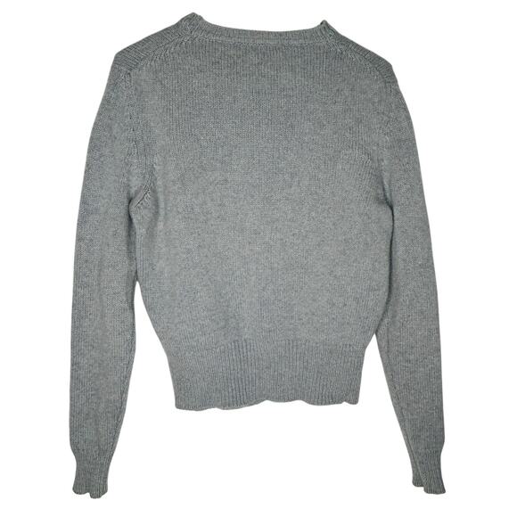 Maison Kitsune Fox Sweater Womens XS Gray Lambswool Designer Luxury Preppy FLAWS - Picture 3 of 13